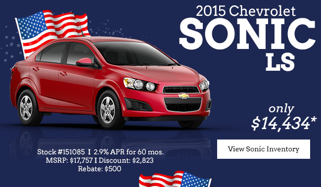 2015 Chevrolet Sonic LS only $14,434*