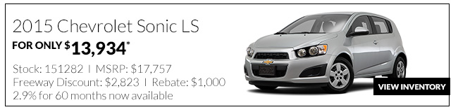 2015 Chevrolet Sonic LS only $13,934*