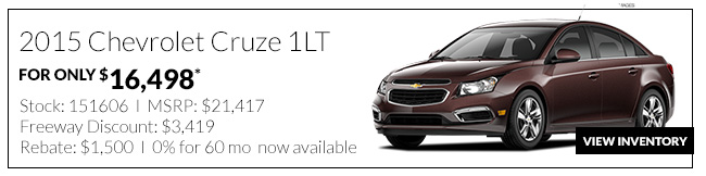 2015 Chevrolet Cruze 1LT only $16,498*