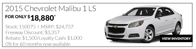 2015 Chevy Malibu 1 LS only $18,880*