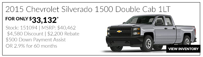 2015 Chevrolet Silverado 1500 Double Cab 1LT for only $33,132*