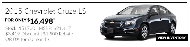 2015 Chevrolet Cruze LS for only $16,498*