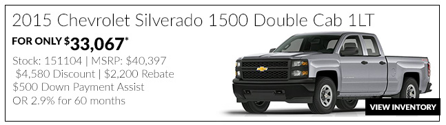 2015 Chevrolet Silverado 1500 Double Cab 1LT for only $33,067*