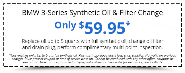 MW 3-Series Synthetic Oil & Filter Change Only $59.95*
