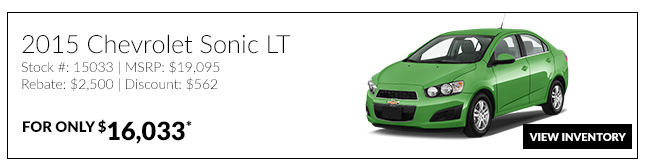 2015 Chevrolet Sonic LT for only $16,033*
