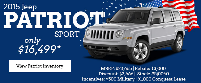 2015 Jeep Patriot Sport only $16,499*