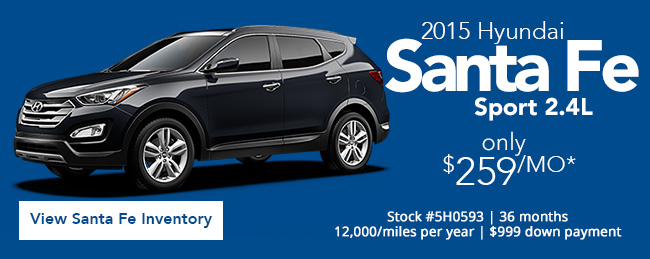 2015 Hyundai Santa Fe Sport 2.4L only $259/mo*