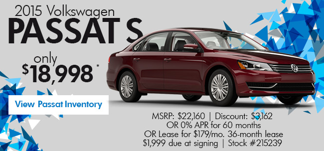 2015 Volkswagen Passat S only $18,998*