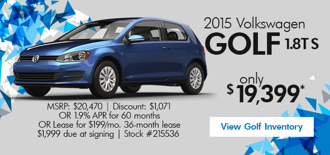 2015 Volkswagen Golf 1.8T S only $19,399*