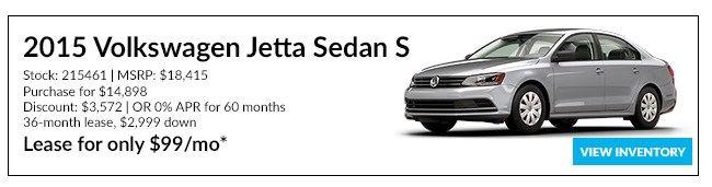 2015 Volkswagen Jetta Sedan S For only $14,898*