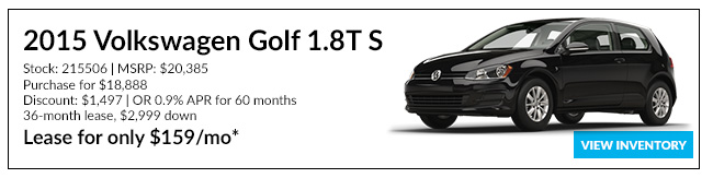 2015 Volkswagen Golf 1.8T S For only: $18,888*
