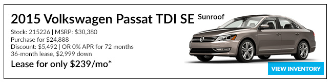 2015 Volkswagen Passat TDI SE Sunroof For only: $24,888*
