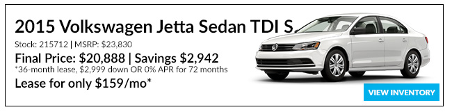 2015 Volkswagen Jetta Sedan TDI S Lease for only $159/mo*