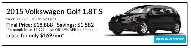 2015 Volkswagen Golf 1.8T S Lease for only $169/mo*