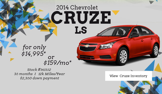2014 Chevrolet Cruze LS for only $14,995 or $159/Mo.*