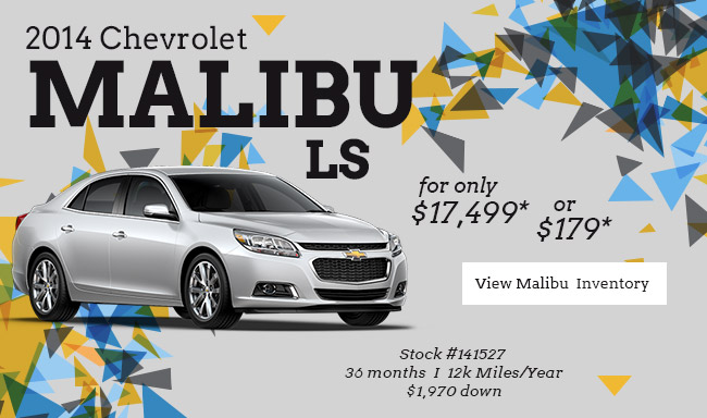2014 Chevrolet Malibu LS for only $17,499 or $179/Mo.*
