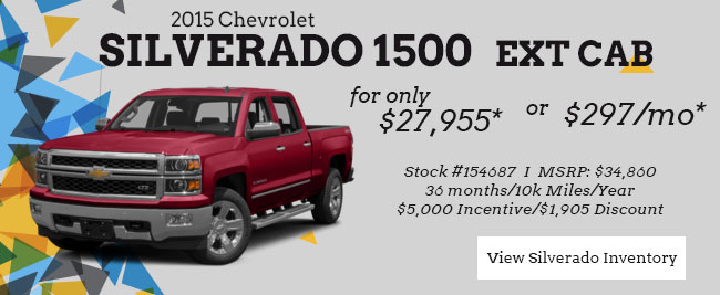 2015 Chevrolet Silverado 1500 Ext Cab for only $27,955 or $297/Mo*