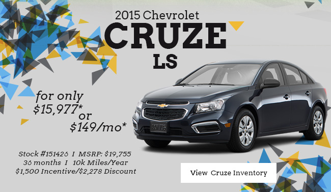 2015 Chevy Cruze LS for only $15,977 or $149/mo*