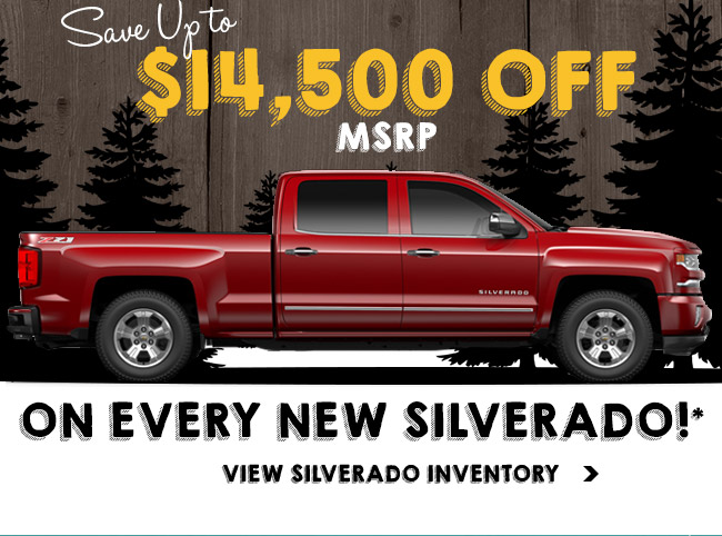 Save up to $14,000 OFF MSRP on all new Silverados