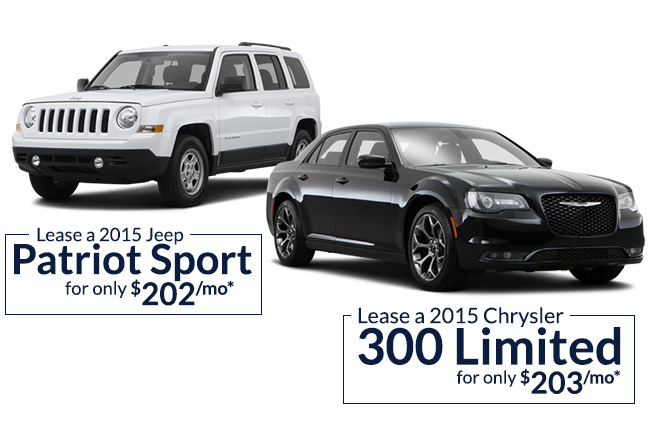 Lease a 2015 Jeep Patriot Sport for only $202/mo* | Lease a Chrysler 300 Limited for only $203/mo*