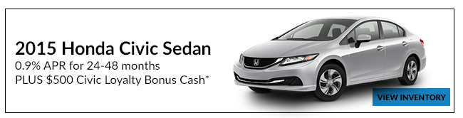 2016 Honda Civic Sedan 0.9% APR for 24-60 months PLUS $500 Civic Loyalty Bonus Cash*