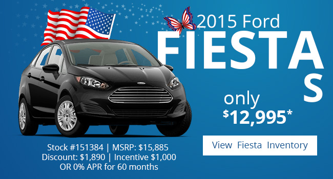 2015 Ford Fiesta S only $12,995*
