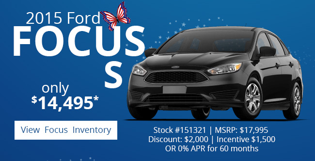2015 Ford Focus S only $14,495*
