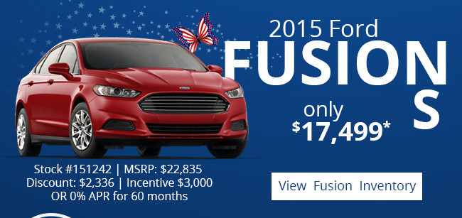 2015 Ford Fusion S only $17,499*