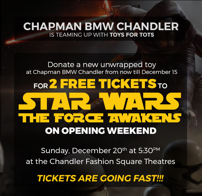 Donate a Toy for a Chance to Win 2 free tickets to Star Wars: The Force Awakens