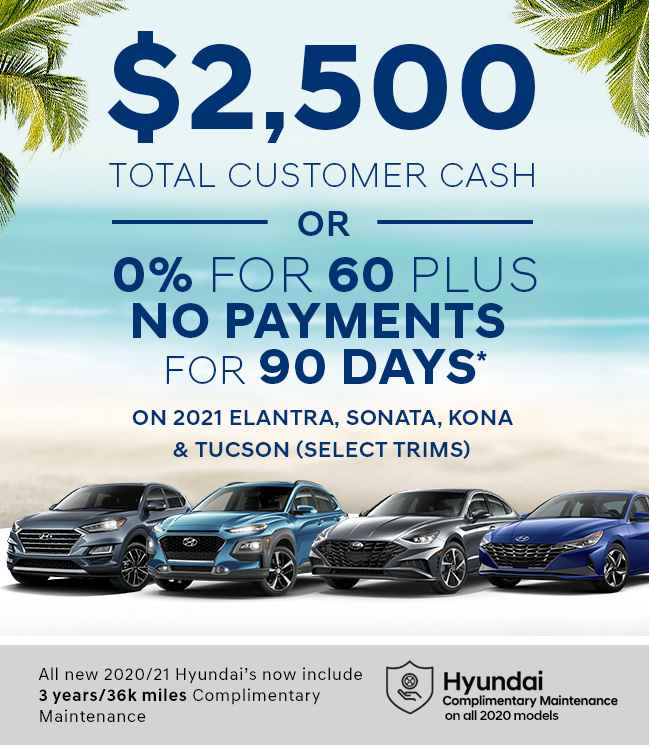 $2,500 total customer cash or 0% for 60 plus no payments for 90 days