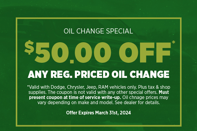 $50.00 OFF Reg. Priced Oil Changes