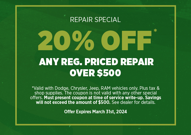 20% OFF Reg. Priced Repairs over $500