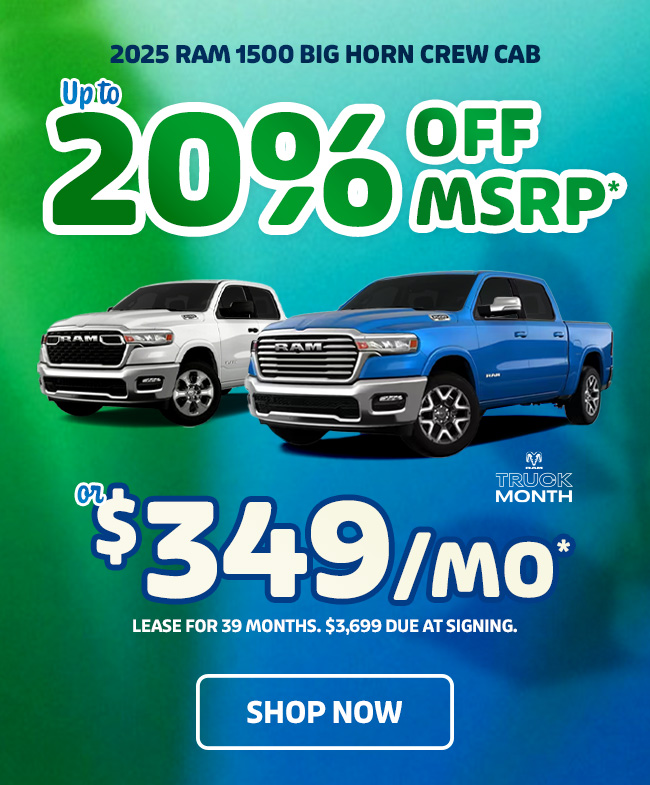 20% off msrp 2025 1500 big horn crew cab