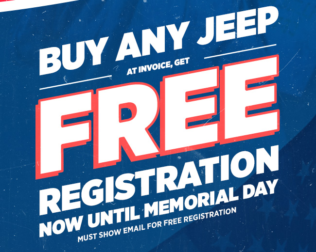 Buy Any Jeep at Invoice, Get FREE Registration