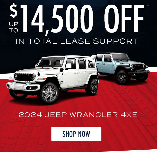 up to $14,500 OFF in total lease support 2024 Wrangler 4xe