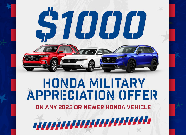 $1000 Honda Military Appreciation Offer