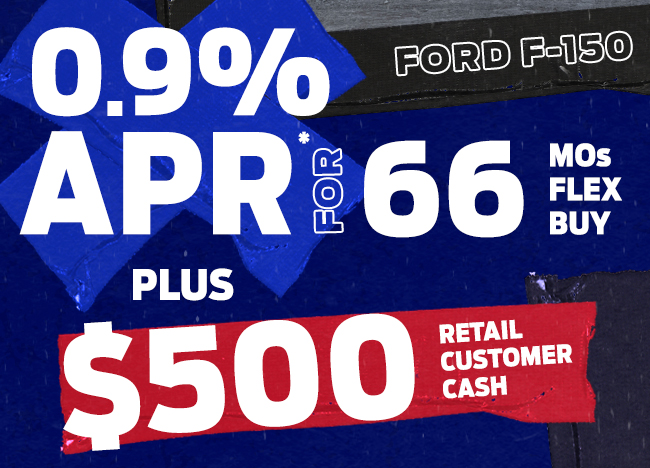 2022 Ford F-150 0.9% APR for 66 Months Flex Buy Plus $500 Retail Customer Cash