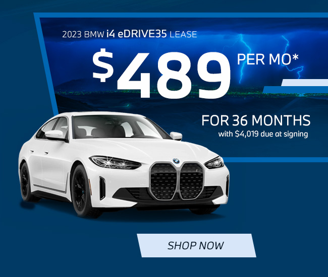  Lease a 2023 BMW i4 eDrive35 $489 per month for 36 months with $4,019 due at signing Now through April 2nd