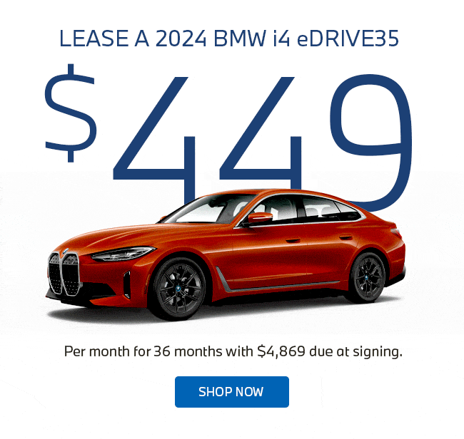 Lease a 2024 BMW i4 eDRIVE35 $449 per month for 36 months