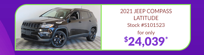 2021 Jeep Compass Latitude for $24,039*