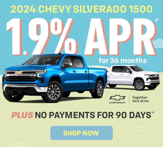 1.9% APR for 36 months plus 90 days no payments