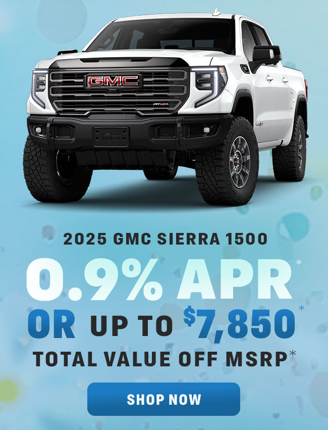 2025 GMC Sierra 1500 0.9% APR* Or Up to $7,850 Total Value Off MSRP* for current eligible Buick or GMC owners/lessees