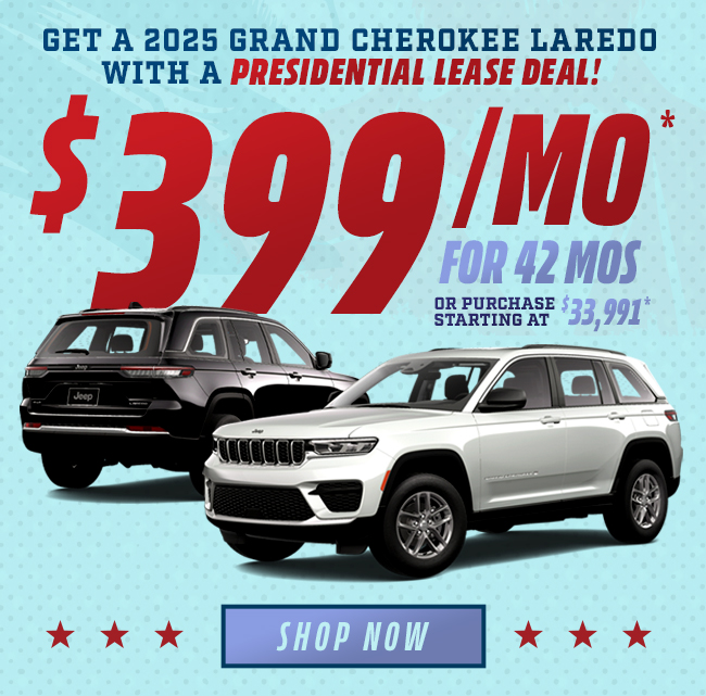 2025 Jeep Grand Cherokee Laredo $399mo* lease for 42 mos or purchase starting at $33,991*